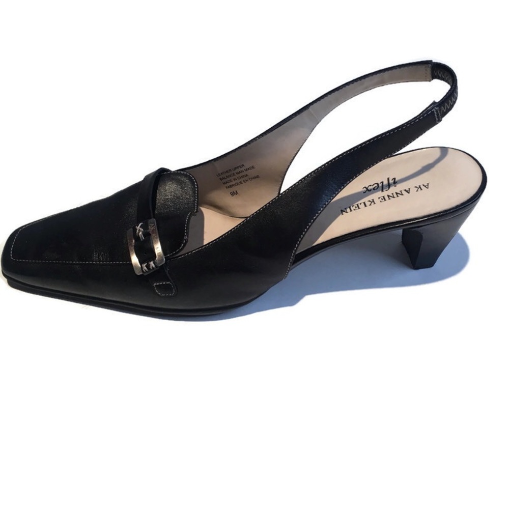 Anne Klein i-flex black leather slingback size 9